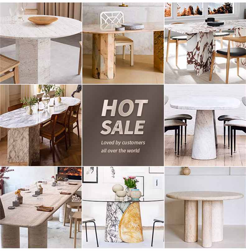 Wholesale Nature Stone Furniture Side End Table Indoor Outdoor Limestone Travertine Marble Coffee Dining Table