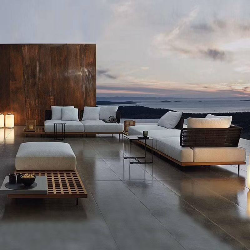 Luxury 3 Piece Patio Living Room Furniture Solid Teak Wood Sofa Set