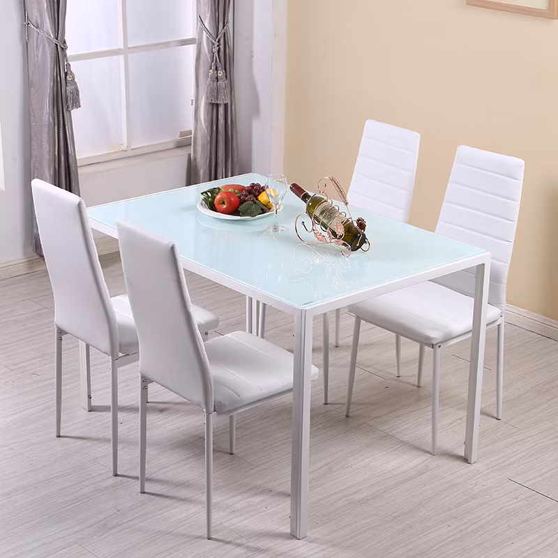 Leisure Outdoor Furniture Garden Weather-Proof Rope Weaving Glass Dining Table Set