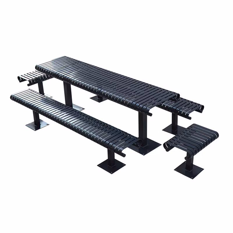 Outdoor Furniture Bistro Restaurant Patio Iron Slat Picnic Table and Bench Seat