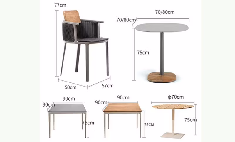 Modern Design Factory Waving Rop Teak Wood Aluminum Furniture Outdoor Patio Chair