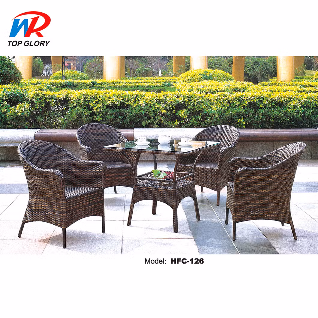 Outdoor PE Rattan Garden Modern Patio Dining Bar Table Set (TG-JW67)