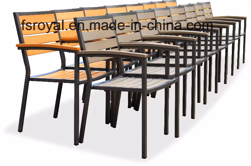 Aluminium Frame Syn-Teak Wood Outdoor Chair Outdoor Faux Wood Chairs