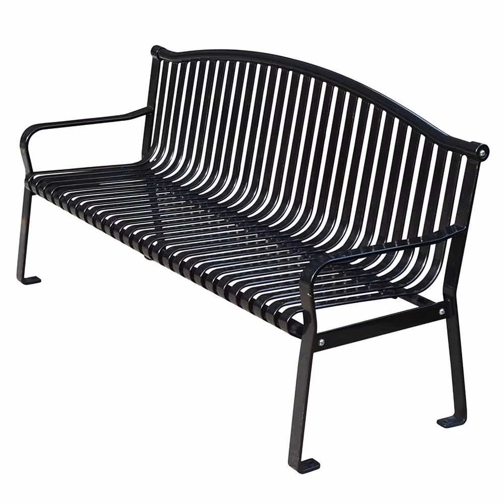 OEM Outdoor Black Coated Street Furnishing Steel Benches for Garden Park