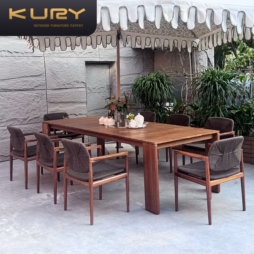 Home Furniture Teak Wood Dinner Patio Wooden Garden Outdoor Dining Table Set