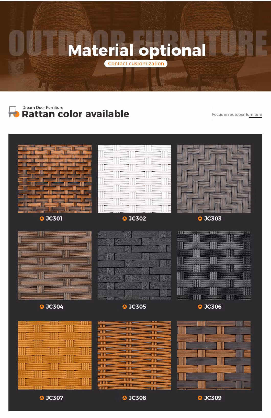 Modern Hotsale Outdoor Living Garden Patio Hotel Bar Cafe Home Set Restaurant Deck Rope Woven Chair