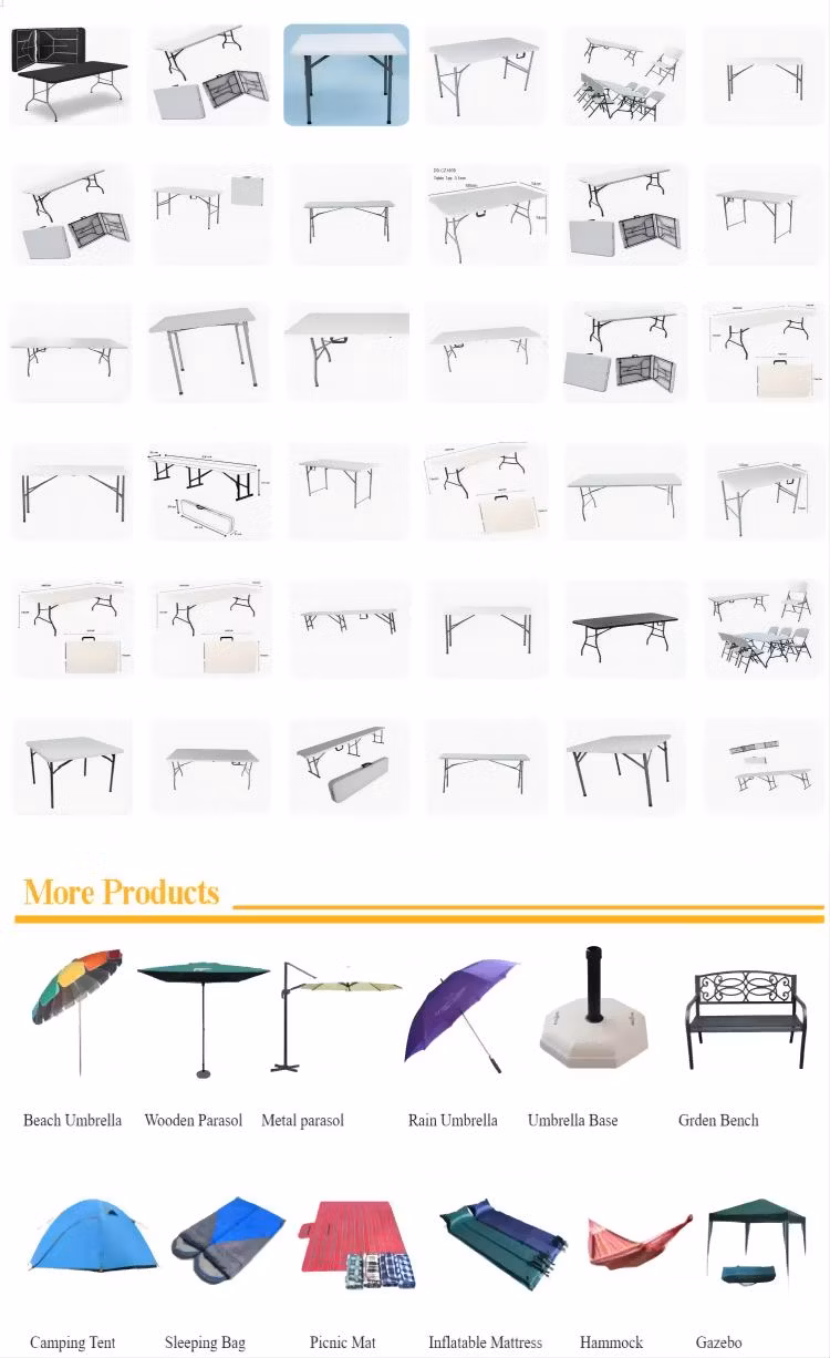 HDPE Plastic Garden Furniture Buffet Banquet Dining Foldable Rectangular Tables for Outdoor Events Party
