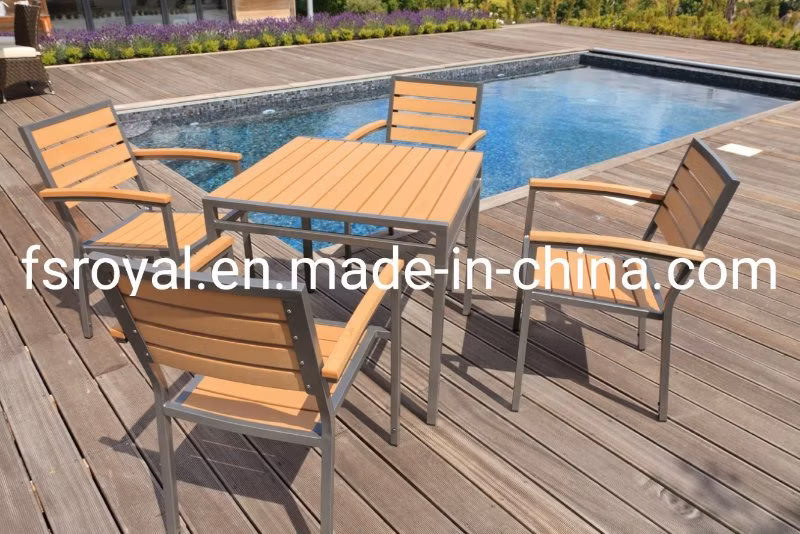 Aluminium Frame Syn-Teak Wood Outdoor Chair Outdoor Faux Wood Chairs