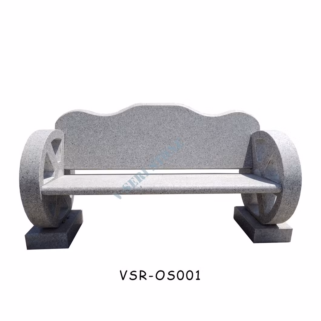 Customized White Granite Stone Outdoor Garden Bench with Simple European Design