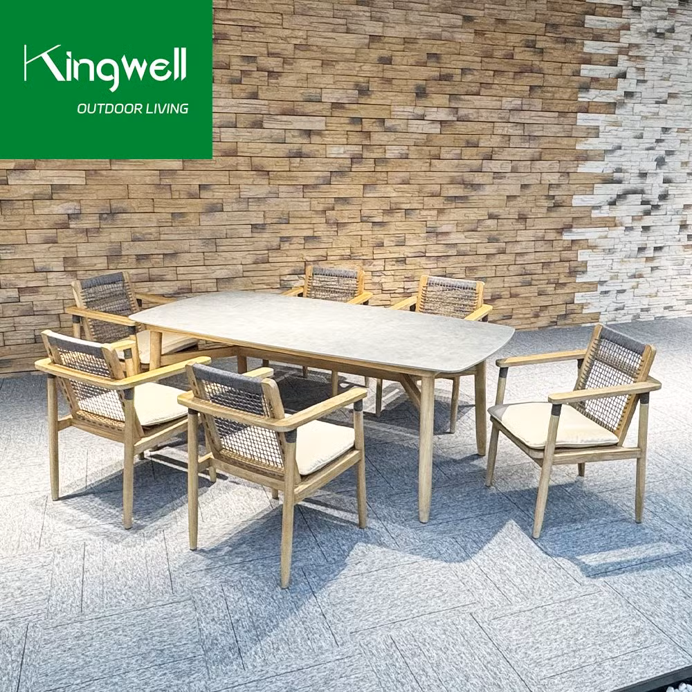 European Style Kingwell Outdoor Furniture Dining Table Wood Set