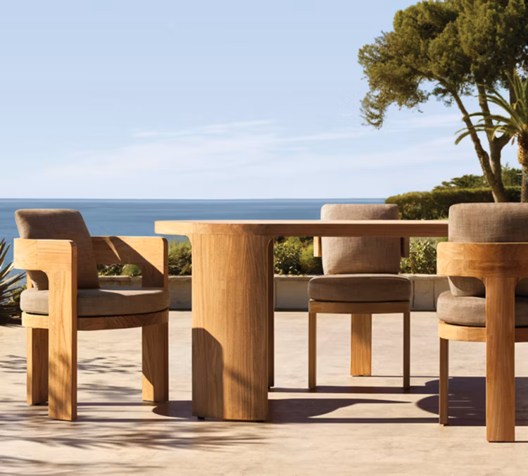 Tg Modern Outdoor Dining Furniture Set for Restaurant Hotel Factory Direct Aluminum Frame with Net Backrest Chairs