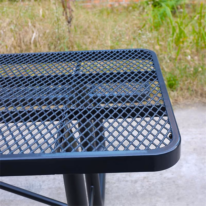 Outdoor Party Commercial Restaurant Outside Patio Modern Iron Picnic Dining Table Bench