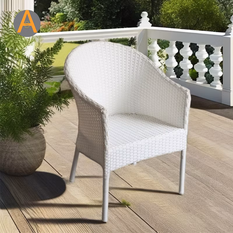 Modern Hotel & Restaurant Dining Chairs Teak Wooden Bistro Armchair with Rattan for Outdoor Patio Garden Park Hall Furniture