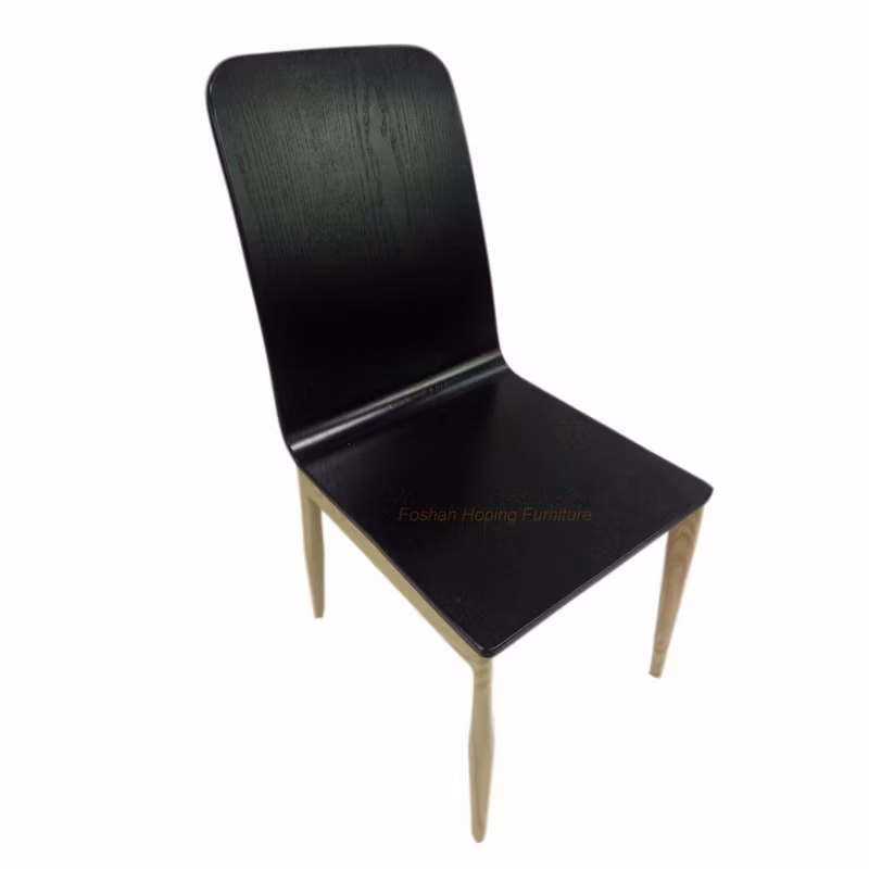Outdoor Elegant Metal Dining Chair Natural Teak with Modern Design Banquet Chair