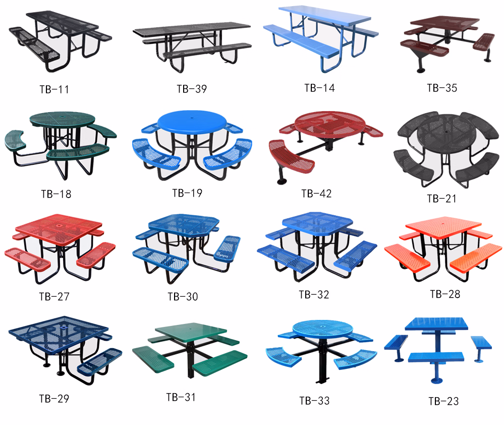 Outdoor Furniture Bistro Restaurant Patio Iron Slat Picnic Table and Bench Seat