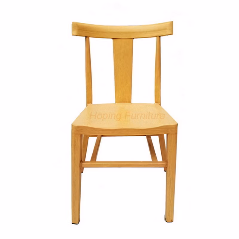 Outdoor Elegant Metal Dining Chair Natural Teak with Modern Design Banquet Chair
