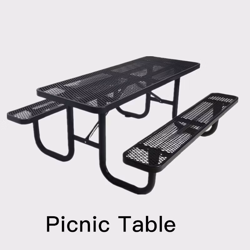 Outdoor Furniture Bistro Restaurant Patio Iron Slat Picnic Table and Bench Seat