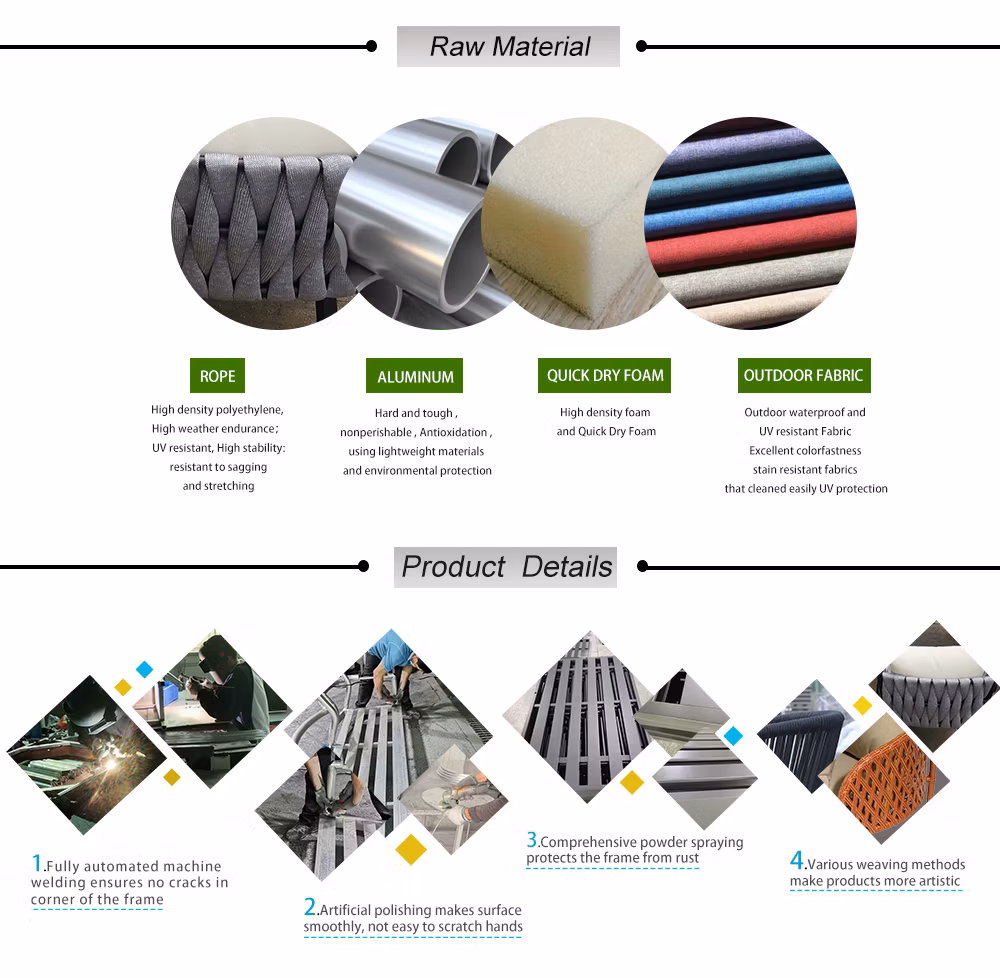 Aluminum Rope Garden Patio Sofa Set Outdoor Dining Set