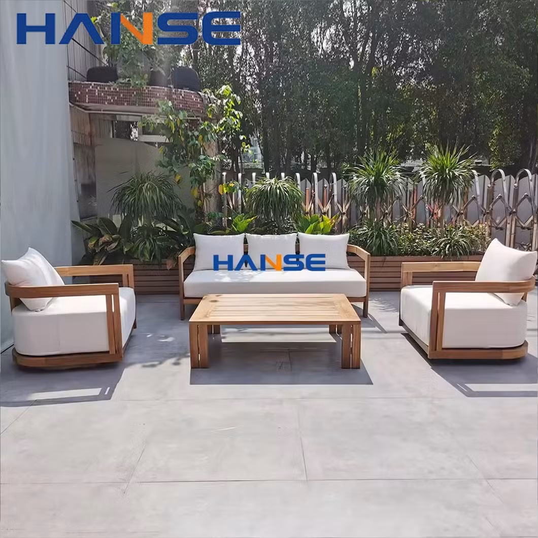 Hanse Hot Sale Home Garden Patio Furniture Outdoor Sofa Set Teak Wood Sofa Teak Outdoor Furniture Sofa Sets