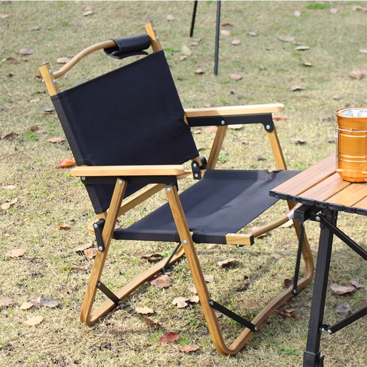 Hot Sale Outdoor Picnic Portable Comfortable Wood Grain Aluminum Foldable Camping Chairs