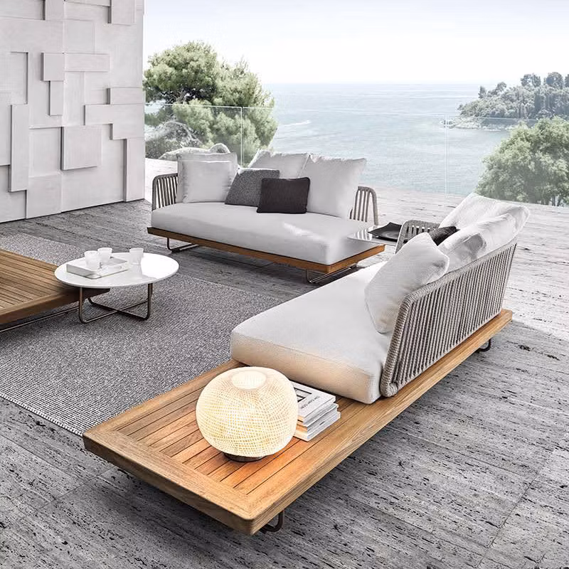 Myanmar Teak Furniture Rope Sofa Set Hotel Patio Outdoor Furniture