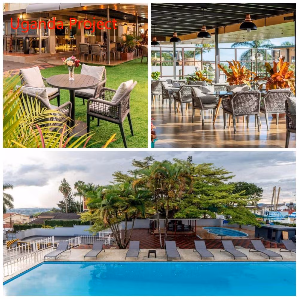 Customized Modern Hotel Garden Patio Terrace Outdoor Restaurant Rope Dining Chair and Aluminum Table