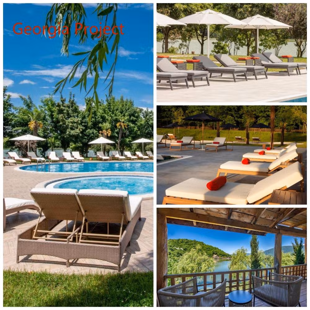 Customized Modern Hotel Garden Patio Terrace Outdoor Restaurant Rope Dining Chair and Aluminum Table