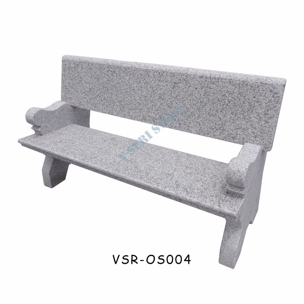 Customized White Granite Stone Outdoor Garden Bench with Simple European Design