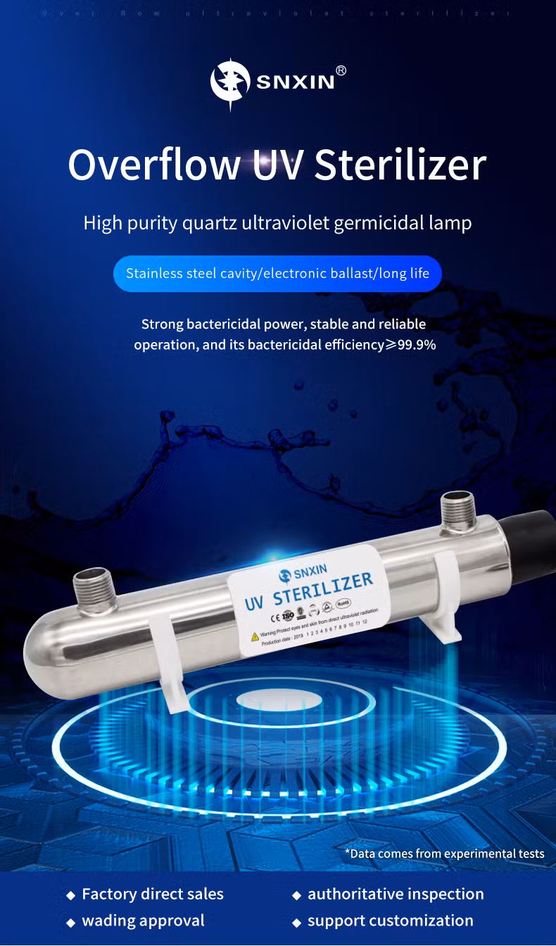 220W 48gpm 304 Stainless Steel UV Water Sterilizer with UV Disinfection Lamp for Industrial Water Treatment