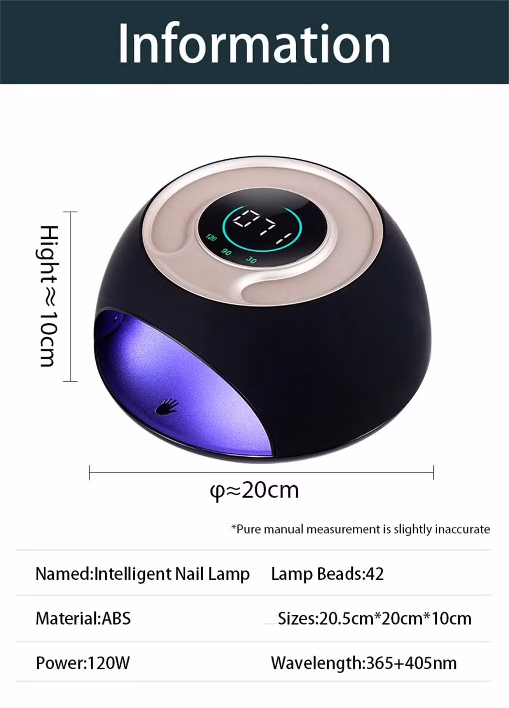 New Design 120W High Power Professional Nail Phototherapy Lamp Large Screen Display 42PCS LEDs Nail UV Lamp