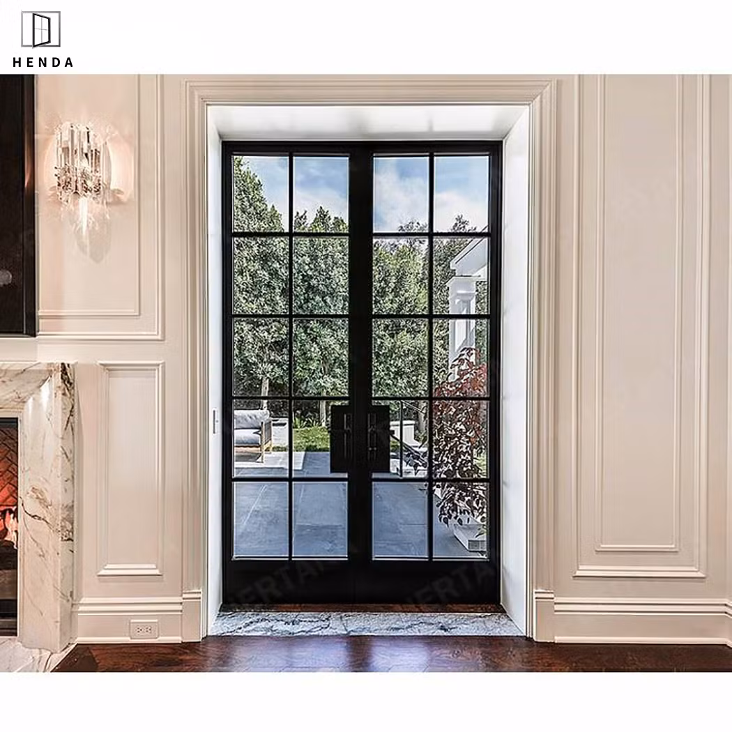 10% off Metal Entrance Aluminium Grill Design Iron Gate Wrought Iron Main Gate Design Casement French Swing Patio Balcony Steel Iron Double Glass Door