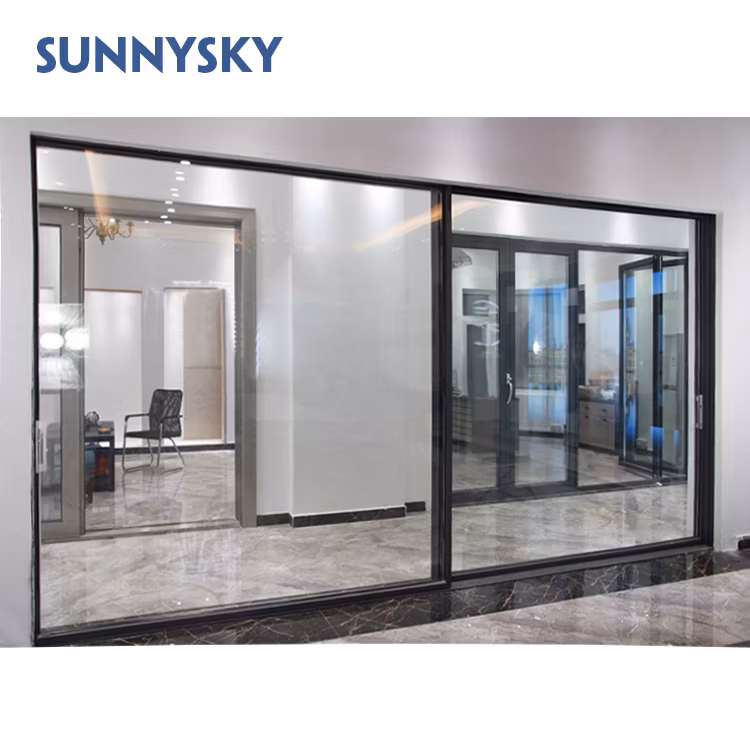 Wholesale Thermal Break Us Standard High Quality Front Aluminum Double Glass Sliding Door with Internal Design