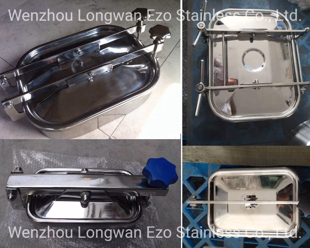 Stainless Steel Sanitary Grade Single Arm Rectangular Pressure Top Manhole