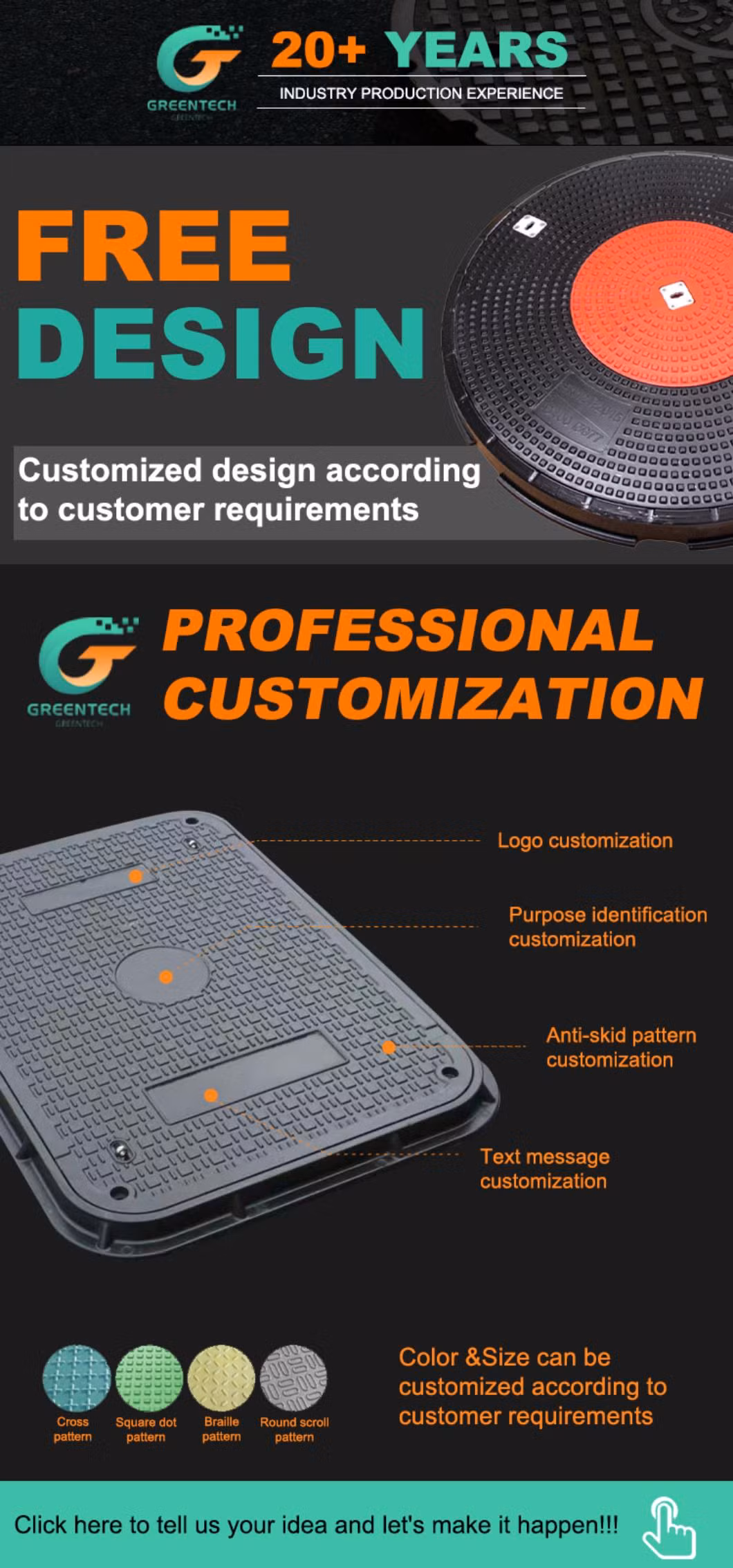 High Performance Plastics Fiberglass Composite Manhole SMC FRP GRP Resin Fiber Rectangular Petrol Station Lightweight Manhole Covers