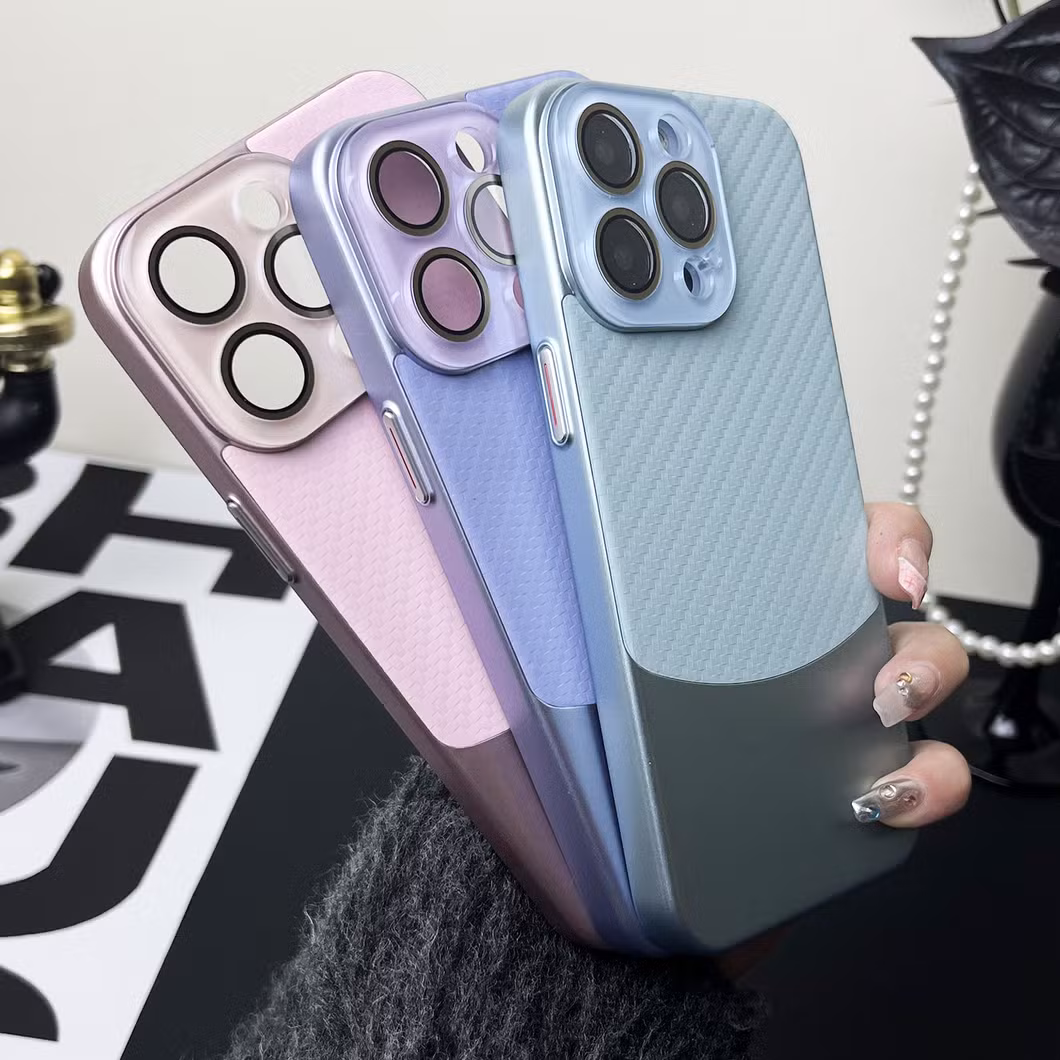 Carbon Fiber Textured Crystal Camera Phone Protect Case Cover