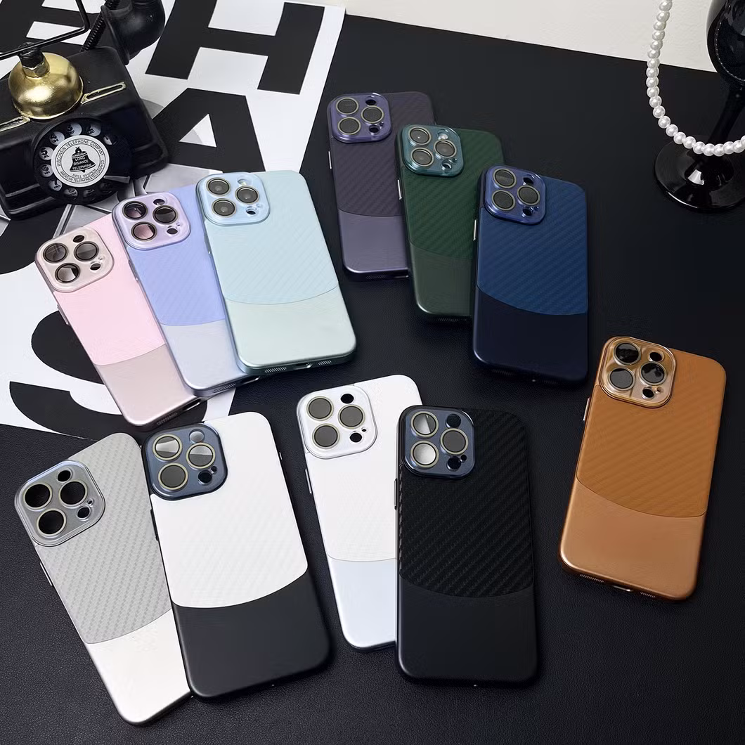 Carbon Fiber Textured Crystal Camera Phone Protect Case Cover