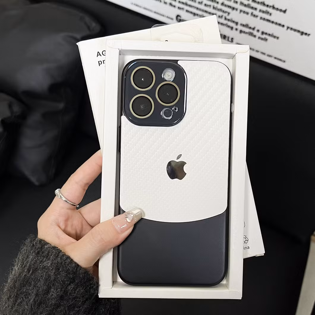 Carbon Fiber Textured Crystal Camera Phone Protect Case Cover