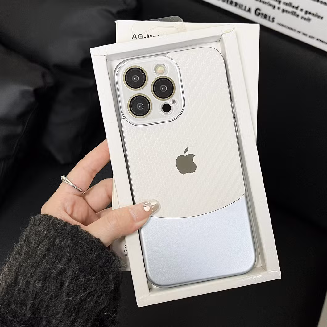 Carbon Fiber Textured Crystal Camera Phone Protect Case Cover