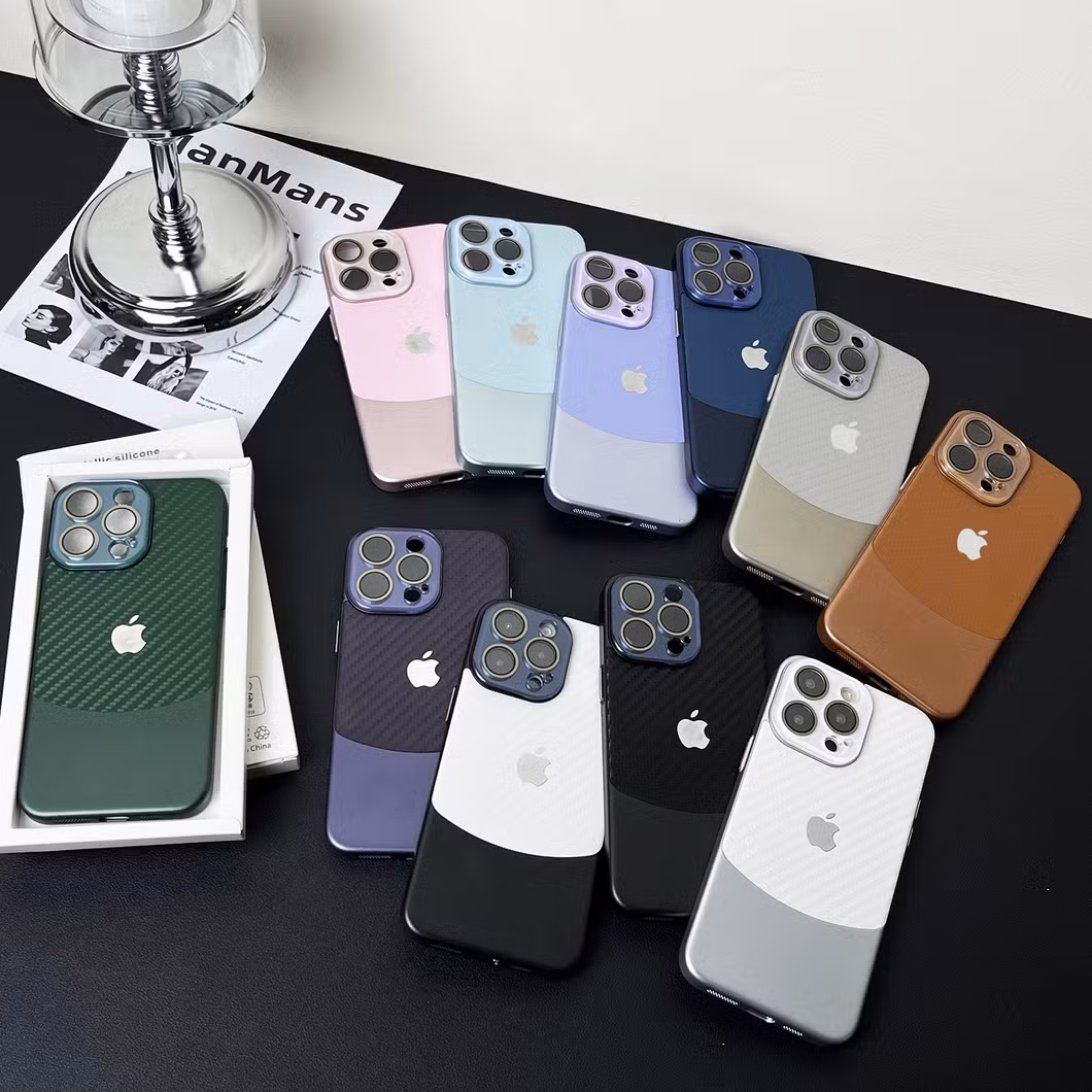 Carbon Fiber Textured Crystal Camera Phone Protect Case Cover