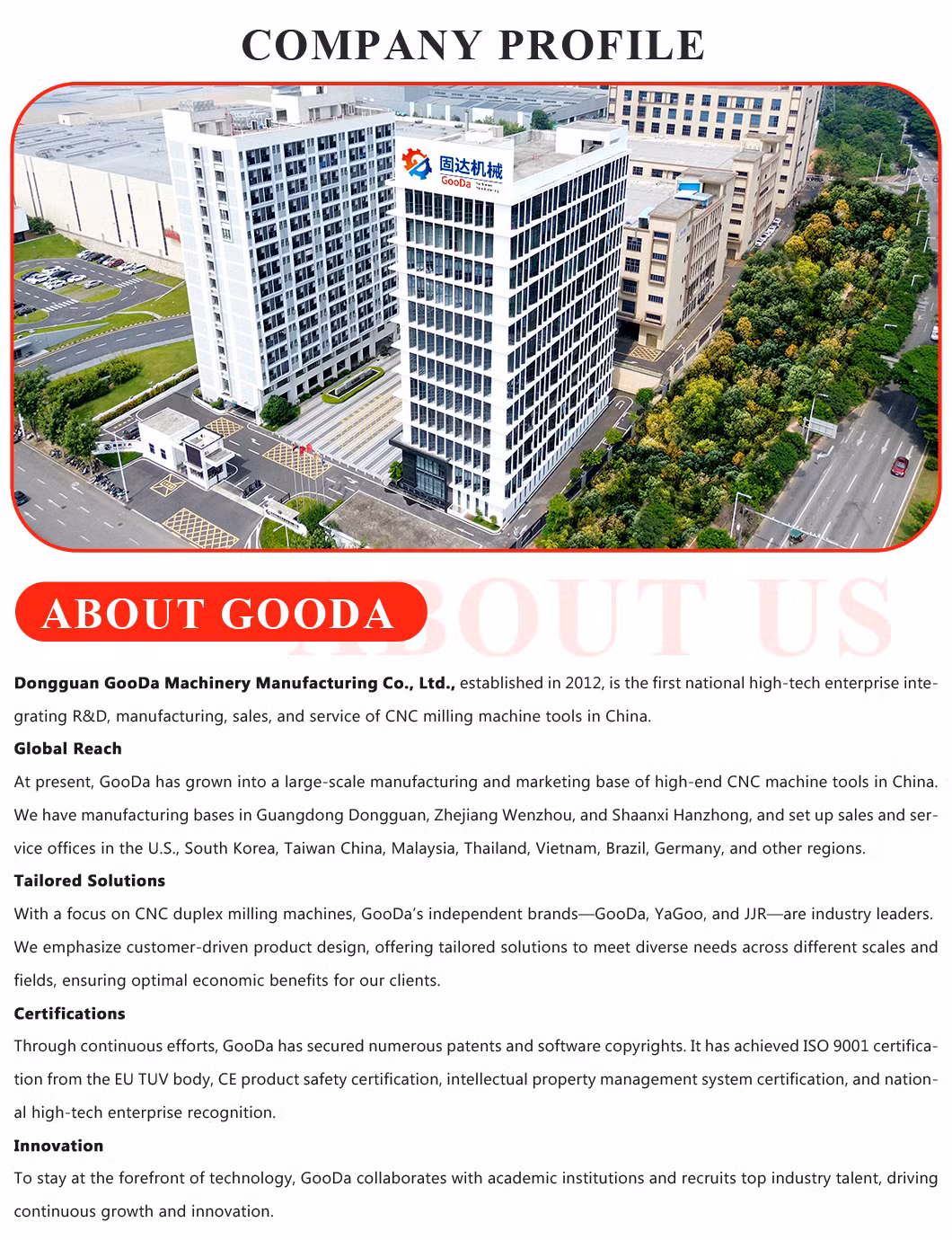 Gooda Customized Horizontal Machining Center Metal Boring & Milling Machining Center