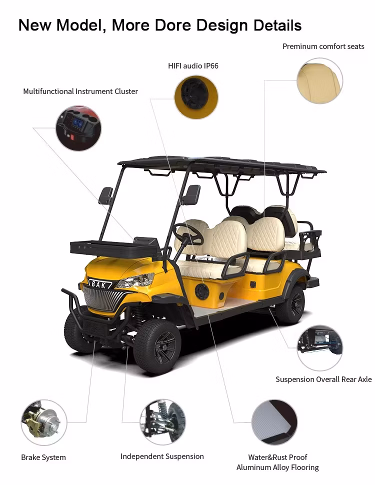 Double Swing Arm Independent Front Suspension Luxury Electric Golf Car