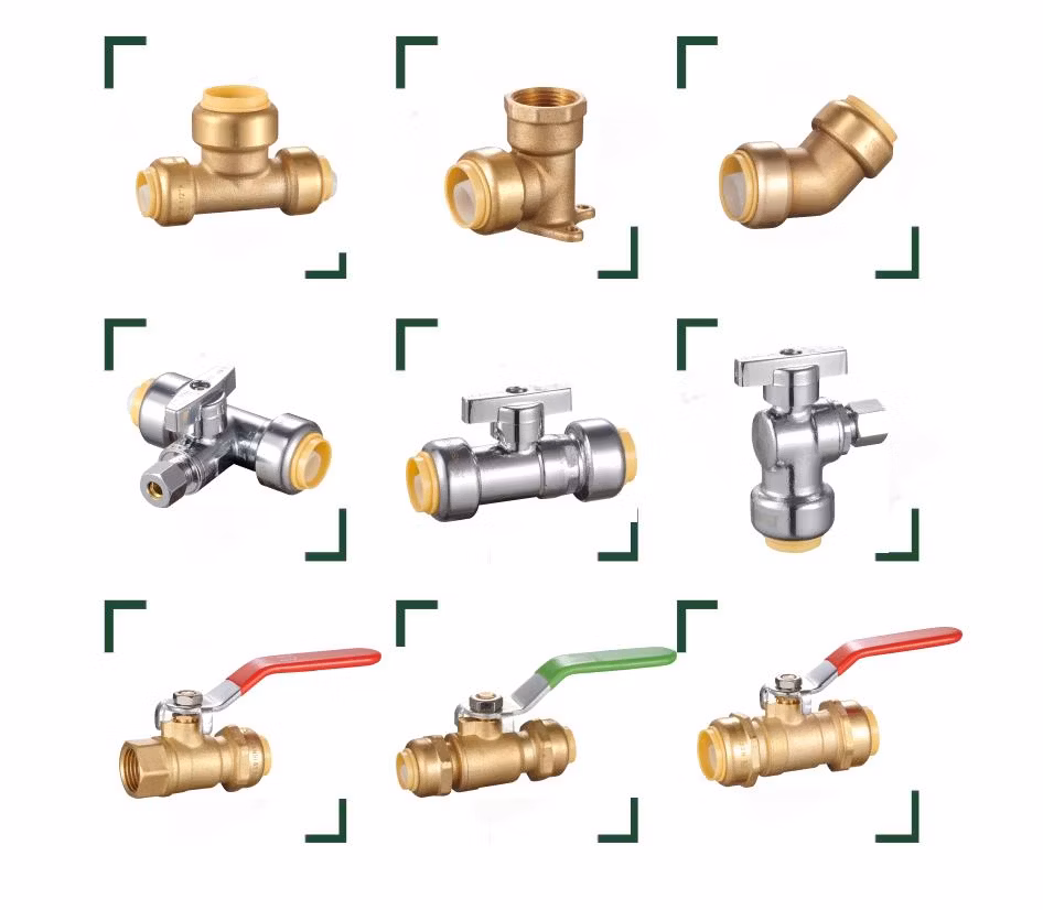 Efield 1/2-Inch 90-Degree Elbow, Push-Fit Brass Fittings to Connect Copper, Pex, CPVC Pipe with 1/2" Disconnect Clip, Upc Certified