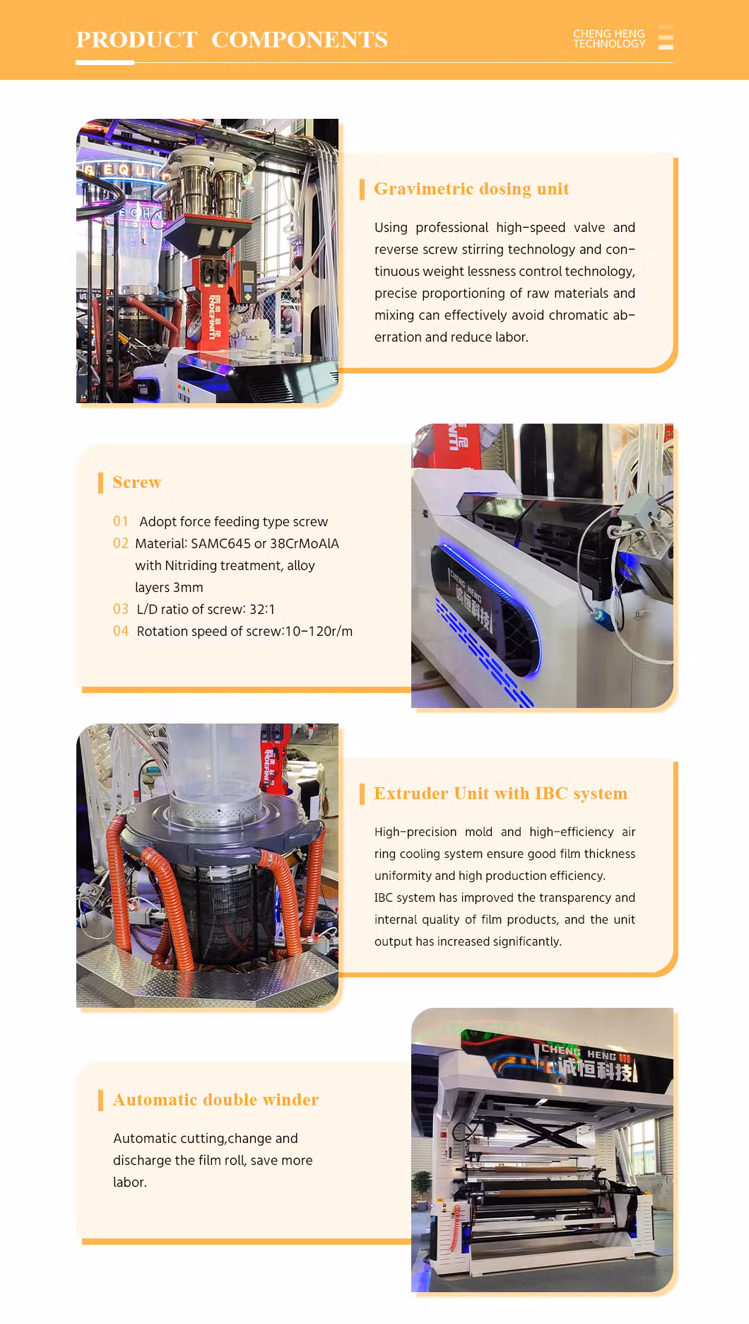 Chengheng High Speed Energy Saving and Consumption Reduction 600-1000mm Three Layer High Speed HD/Ld PE Plastic Film Blowing Machine