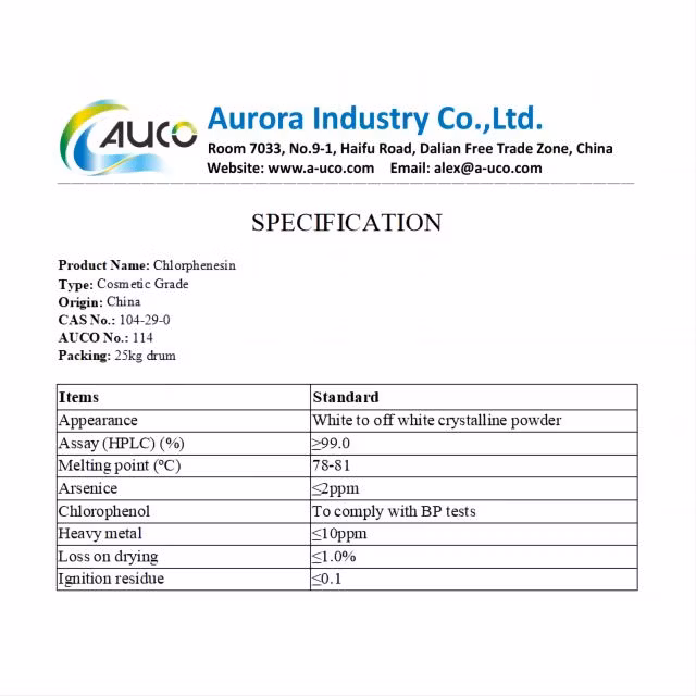 High Purity 104-29-0 Chlorphenesin Cosmetic Grade Sample Available Shipment 5 Days