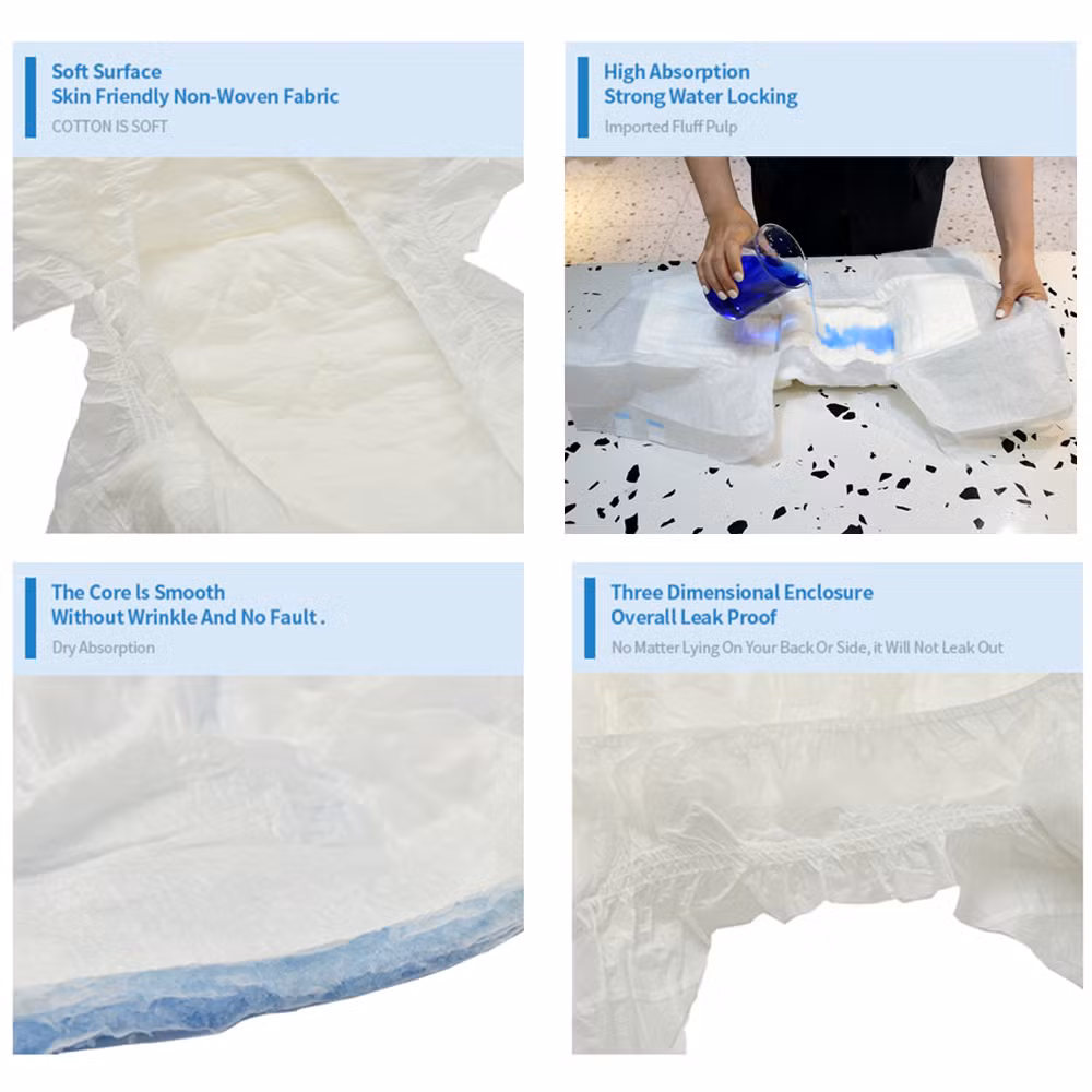 Free Sample Wholesale Economic Disposable Medical Sanitary Diaper Pants High Absorption, Thick Soft Breathable Old People Patients Inconvenience Adult Diapers