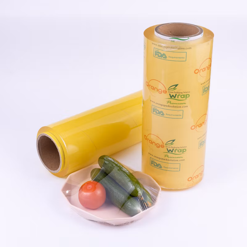 Food Grade Food Wrapping PVC Stretch Cling Film with Color Logo Cutting Box