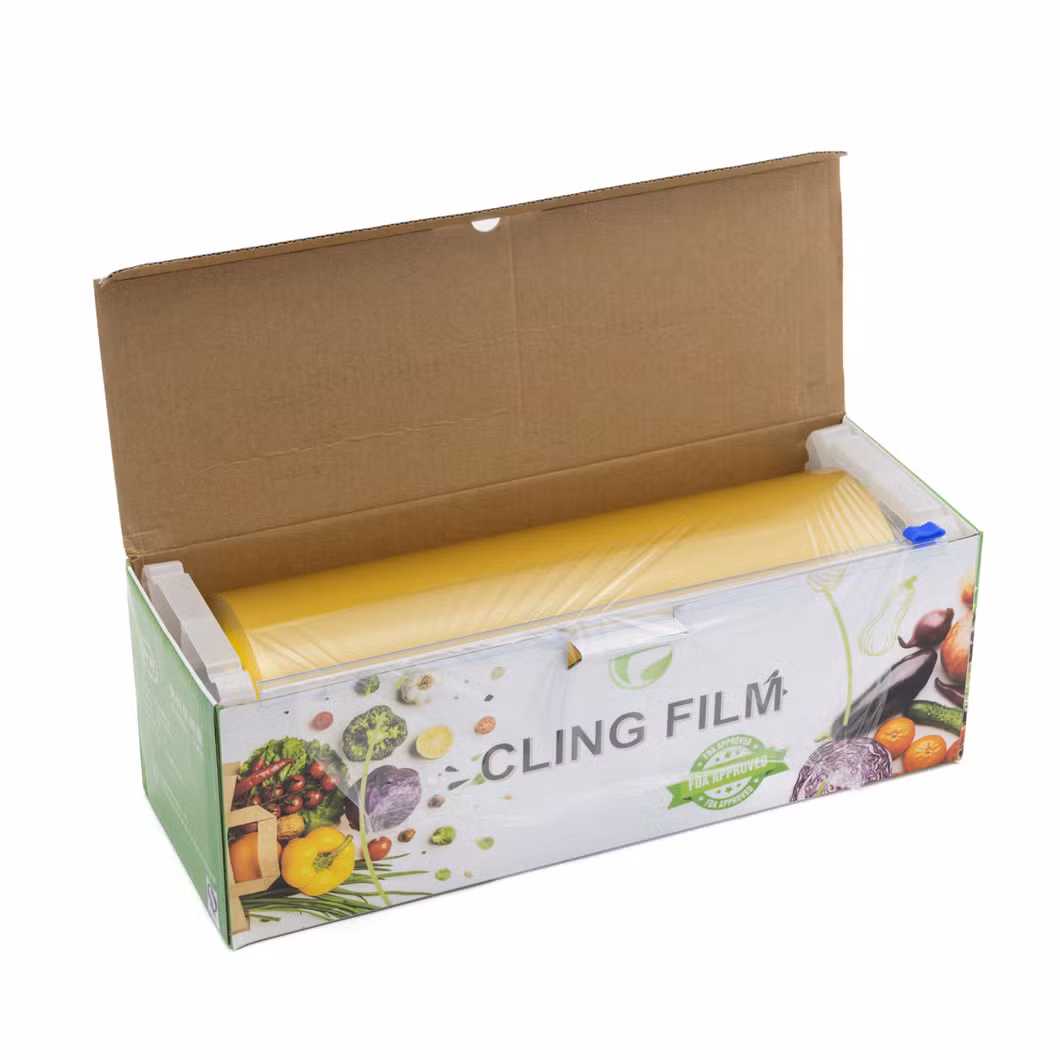 Food Grade Food Wrapping PVC Stretch Cling Film with Color Logo Cutting Box