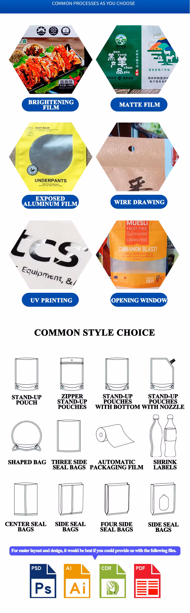 Coffee Tea Laser Doypack Bag Color UV Print Aluminum Film Doy-Pack Bags Stand up Pouch Self-Sealing with Ziplock Zip Lock Aluminized Pearlized with Windows