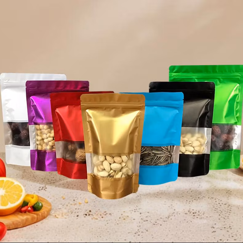 Coffee Tea Laser Doypack Bag Color UV Print Aluminum Film Doy-Pack Bags Stand up Pouch Self-Sealing with Ziplock Zip Lock Aluminized Pearlized with Windows