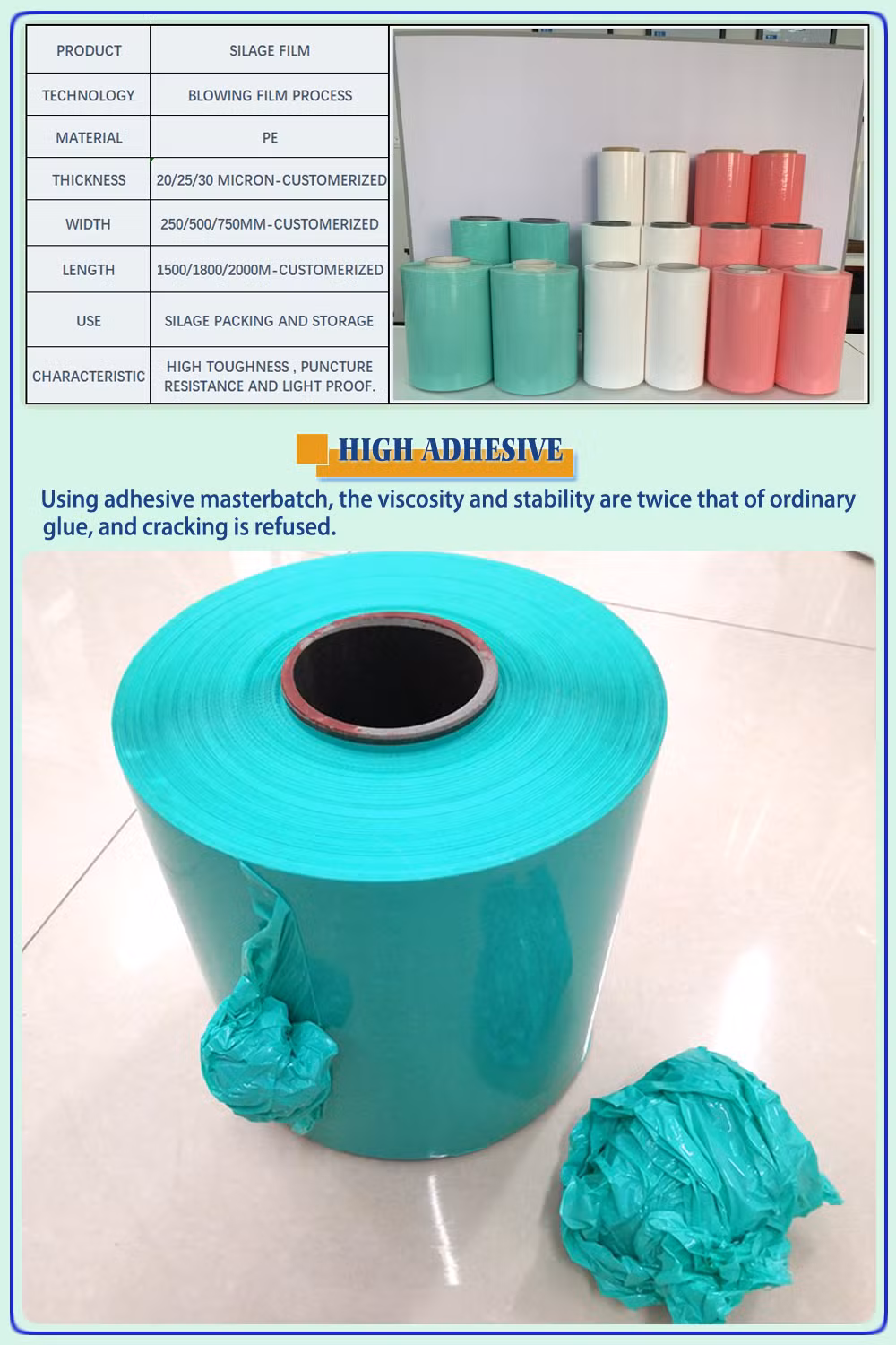 Cheap Price Good Quality Polyethylene Black White Hay Silage Grass Poly Plastic Film for Agriculture Use